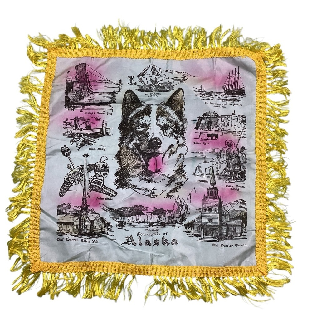 Vintage 60s Alaska souvenir pillowcase case